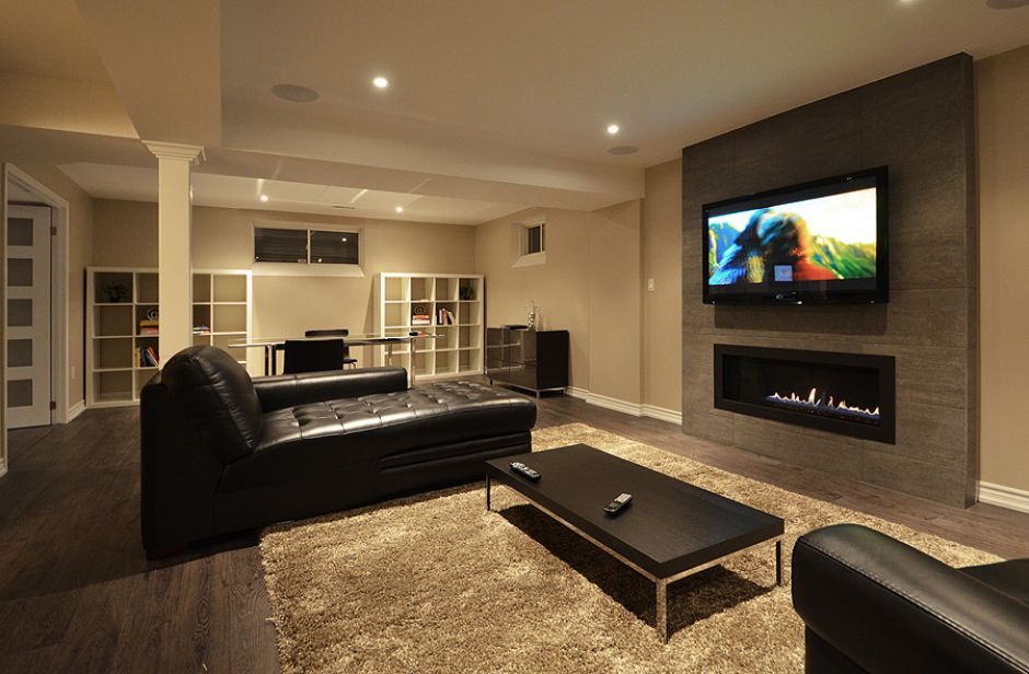 basement construction with fireplace general contractor company in gta ontario